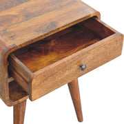 Curved Mango Wood Chestnut Nightstand