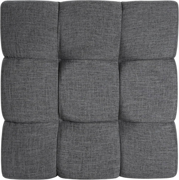 Tufted Gray Fabric Square Ottoman – ottoman (view 5) | Roost & Roam