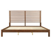 Slatted Walnut King Bed Frame with Headboard