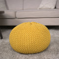 Knitted Cotton Round Pouf Ottoman