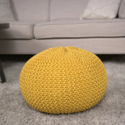Knitted Cotton Round Pouf Ottoman