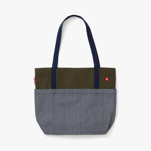 Striped Denim Canvas Market Tote