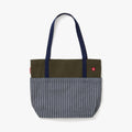 Striped Denim Canvas Market Tote