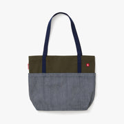 Striped Denim Canvas Market Tote