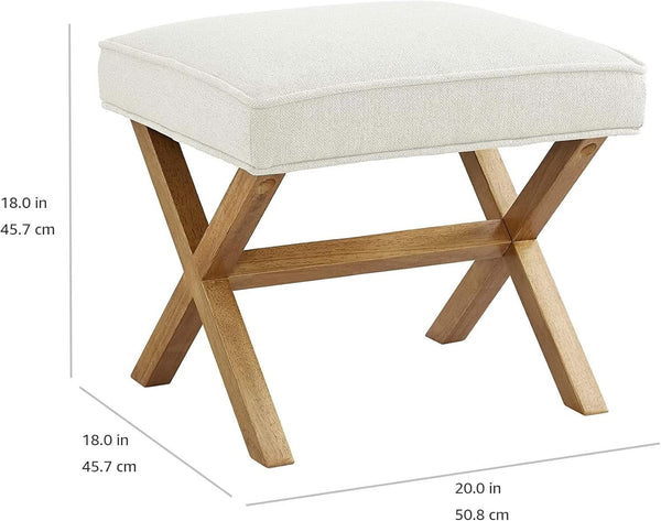 X-Frame Upholstered Ivory Ottoman (view 3) | Roost & Roam