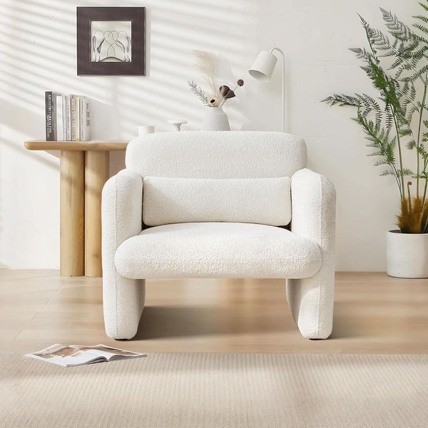 Lambswool Fabric Accent Chair With Arms