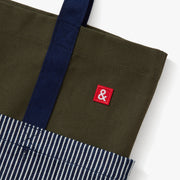 Striped Denim Canvas Market Tote