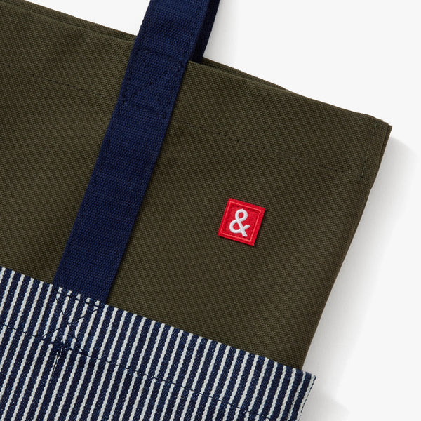 Striped Denim Canvas Market Tote