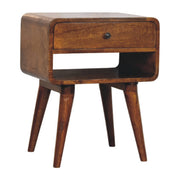 Curved Mango Wood Chestnut Nightstand