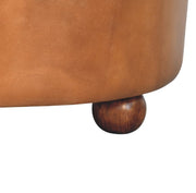 Tufted Buffalo Hide Round Ottoman