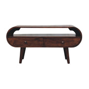 Curved Mango Wood Two-Drawer Media Unit