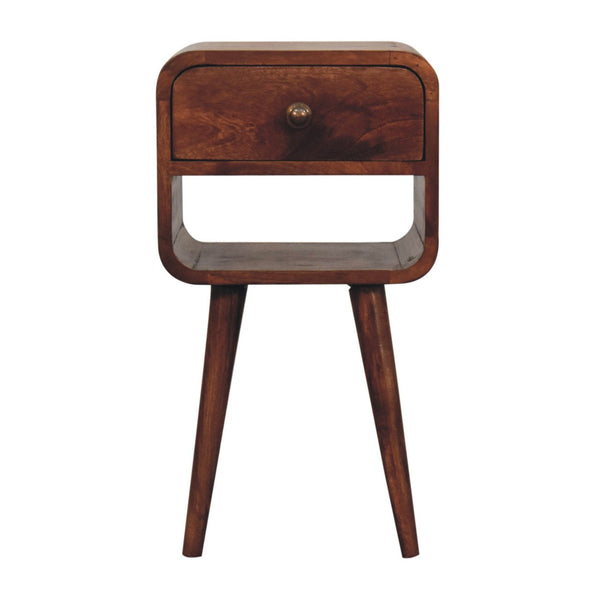 Curved Mango Wood Mini Nightstand
