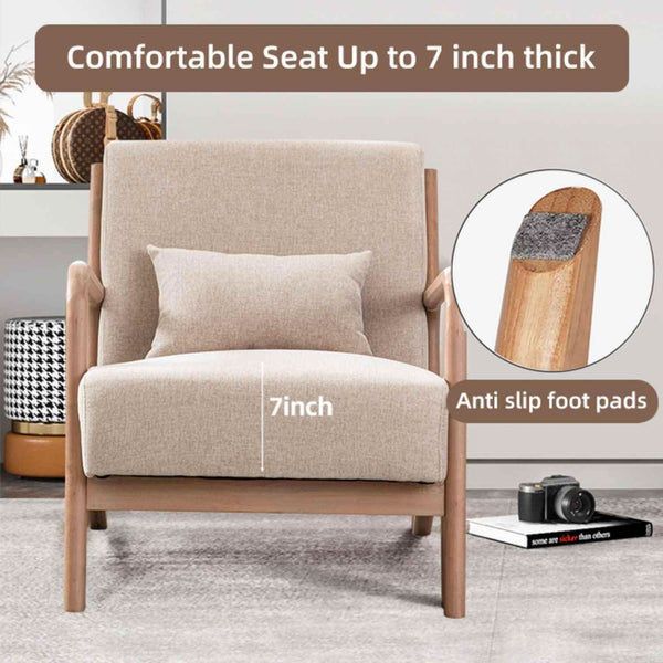 Mid-Century Upholstered Wood Frame Accent Chair