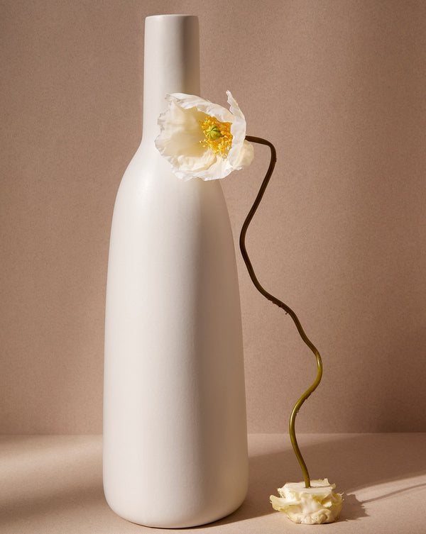 Matte Stoneware Bottle-Form Vase