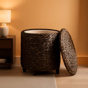 Woven Water Hyacinth Storage Ottoman – ottoman | Roost & Roam