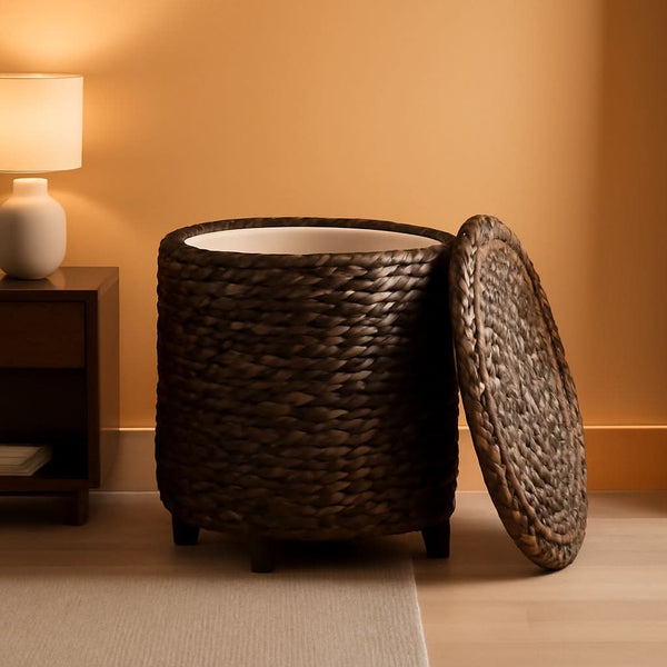Woven Water Hyacinth Storage Ottoman – ottoman | Roost & Roam