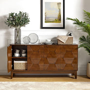 Hexagonal Relief Wood Sideboard Buffet