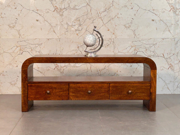Curved Mango Wood Media Unit