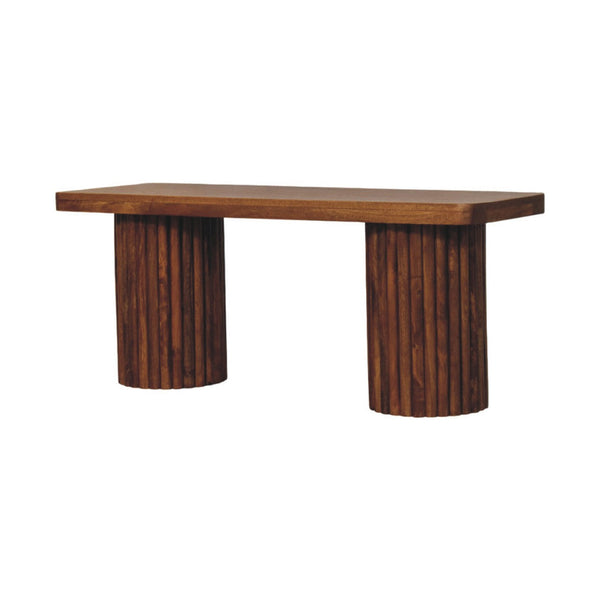 Fluted Column Solid Wood Bench