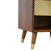 Chestnut Wood Gold-Front Nightstand