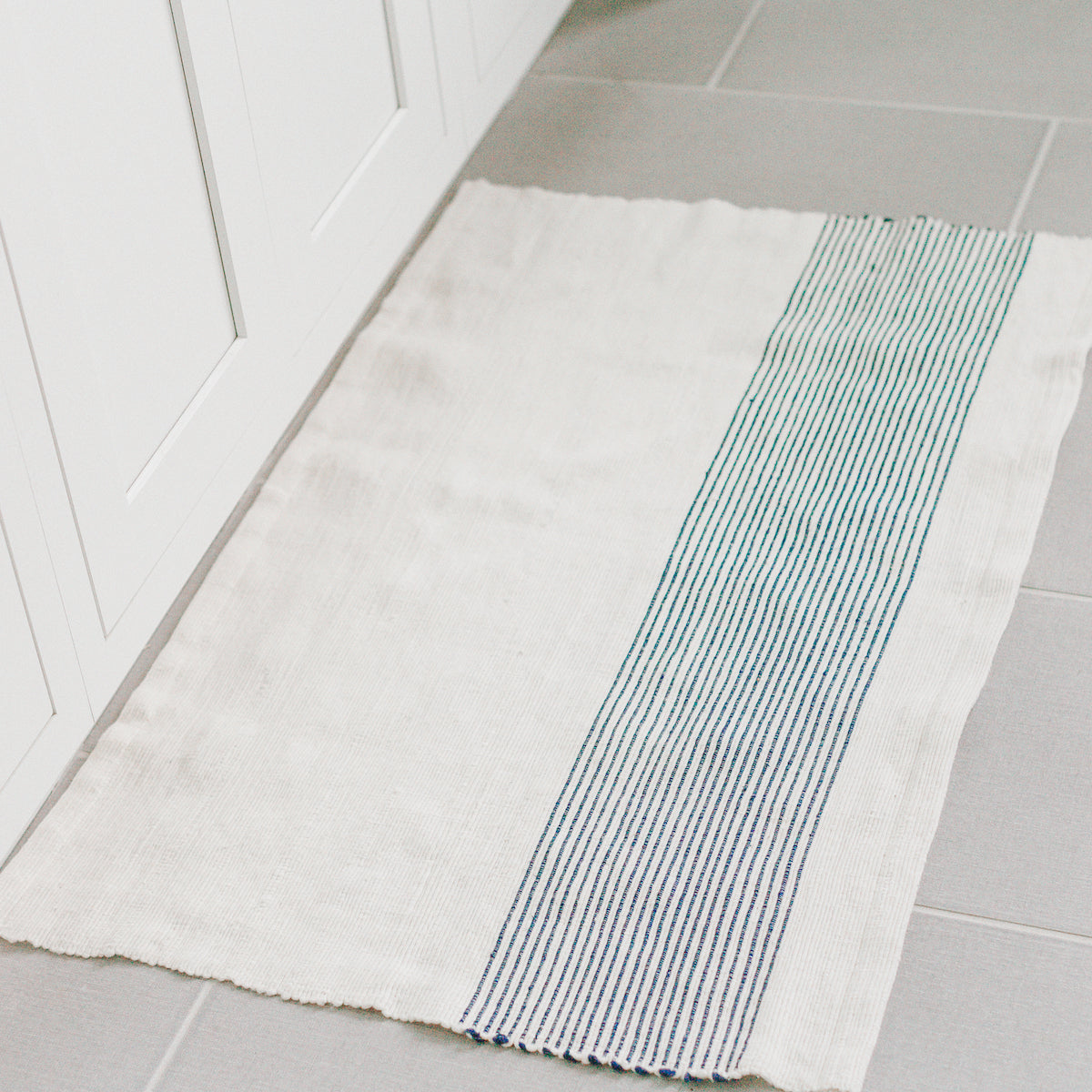 Hand-Woven Striped Cotton Bath Mat
