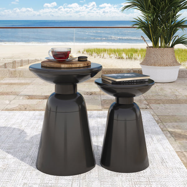 Powder-Coated Iron Pedestal Side Table Set — alternate view or variant option
