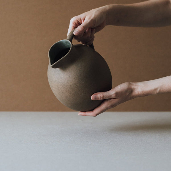 Round-Form Clay Ceramic Pitcher