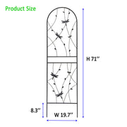 Dragonfly Motif Metal Garden Trellis Pair in a styled home setting