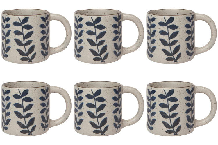 Speckled Stoneware Botanical Mug Set