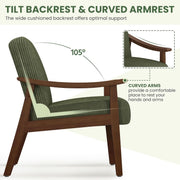 Corduroy Mid-Century Wood Accent Chair