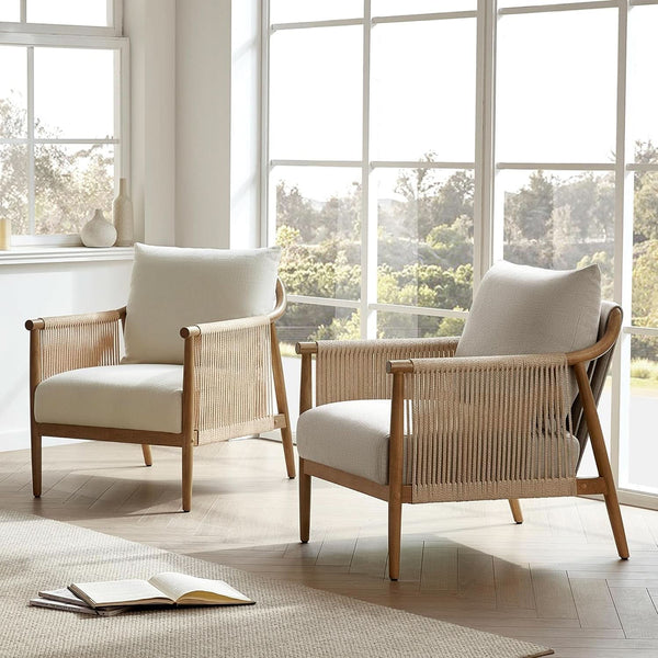 Braided Cord Wood-Frame Accent Chair – chair (view 3) | Roost & Roam