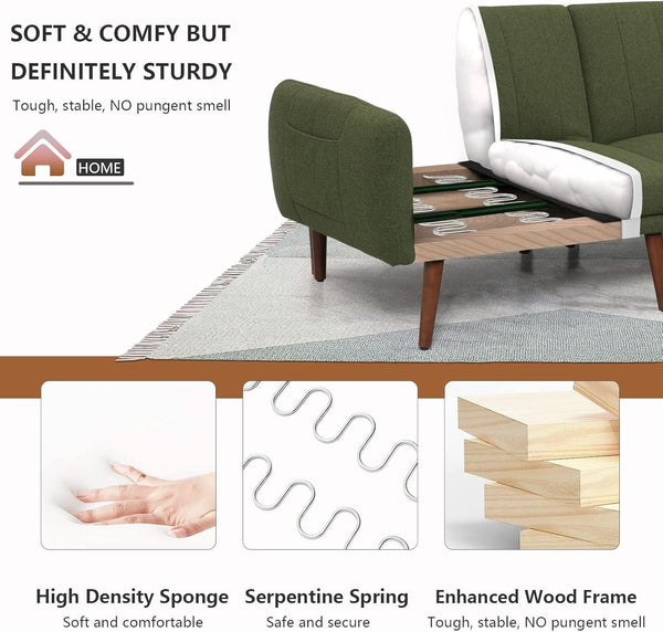 L-Shaped Linen Sleeper Sofa