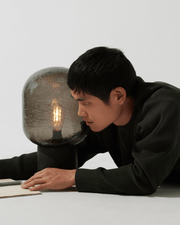 Smoked Glass Dome Table Lamp