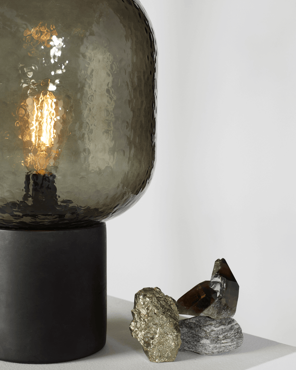 Smoked Glass Dome Table Lamp