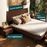 Chevron-Front Acacia Wood Nightstand