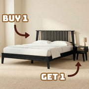Spindle Headboard Solid Wood Bed & Nightstand Set