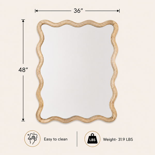 Wavy Mango Wood Wall Mirror