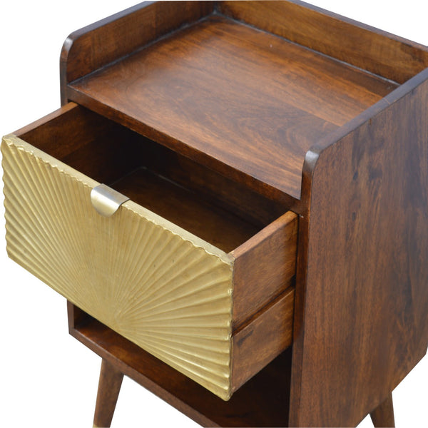 Chestnut Wood Gold-Front Nightstand