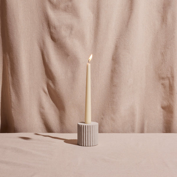 Ridged Sandstone Taper Candle Holder