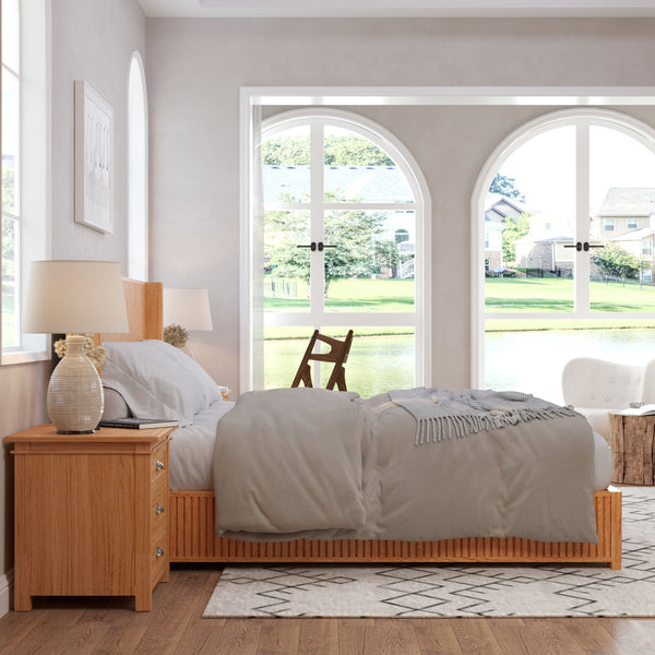 Reeded Wood Platform Bed Frame King