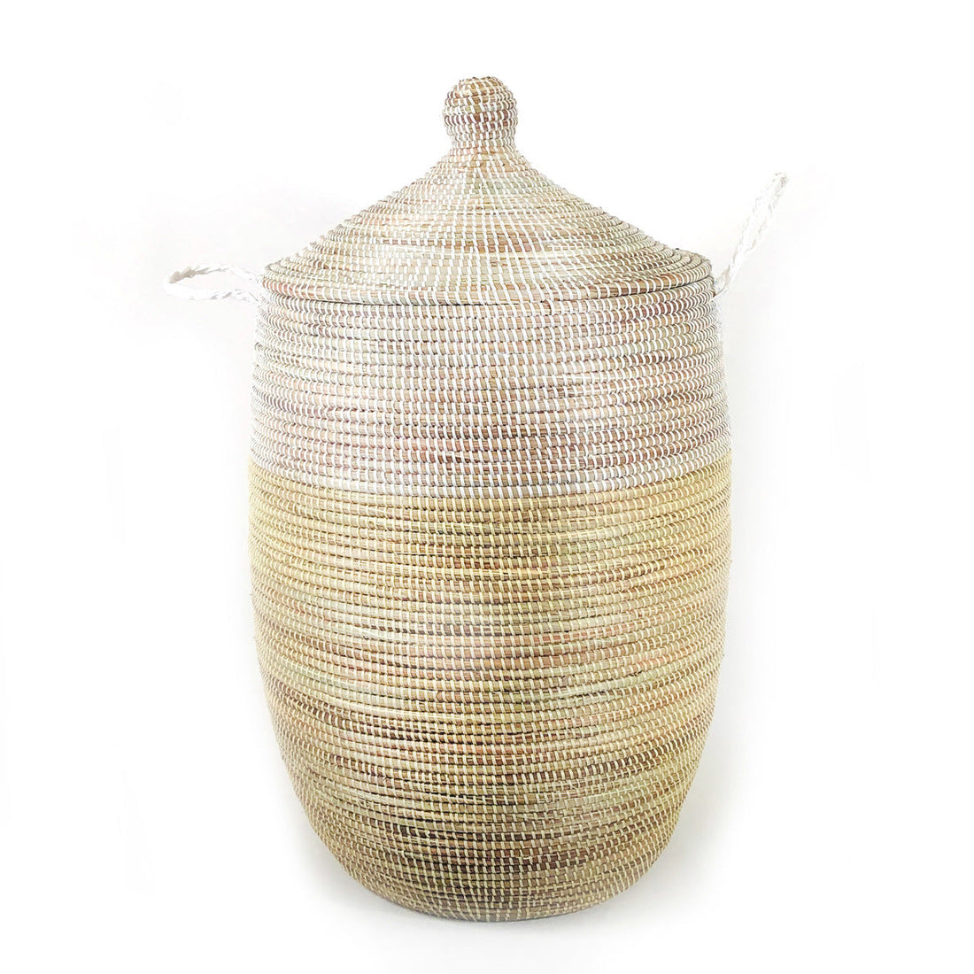 Natural & White Two-Tone Millet Grass Floor Basket