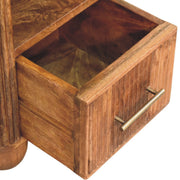 Fluted Mango Wood Marble-Top Nightstand