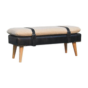 Bouclé Leather Upholstered Bench