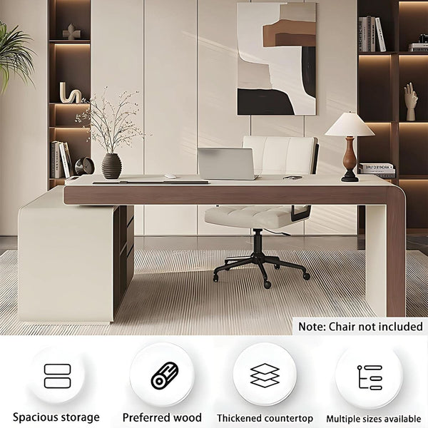 L-Shape Wood-Grain Executive Desk – home office set (view 4) | Roost & Roam