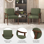 Corduroy Mid-Century Wood Accent Chair
