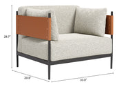 Gray Textured Fabric & Faux Leather Armchair