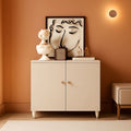 Linen-Texture Two-Door Storage Sideboard – in beige | Roost & Roam