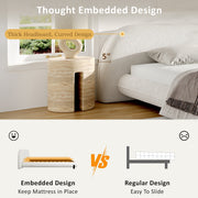 Curved Bouclé Upholstered California King Bed Frame