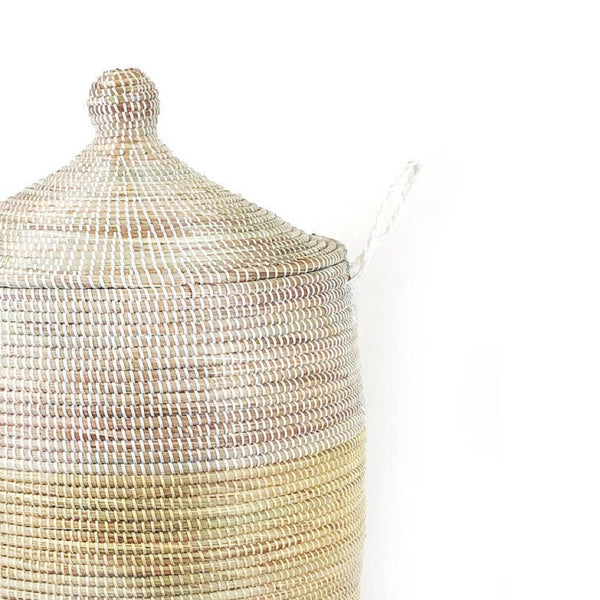 Natural & White Two-Tone Millet Grass Floor Basket
