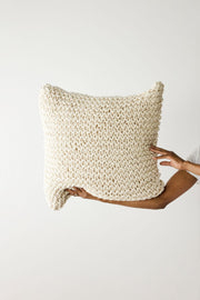 Chunky Hand-Knit Cotton Throw Pillow